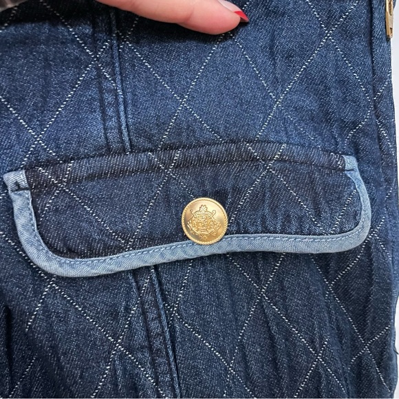 J. Crew Quilted Denim Mini Lady Mini Skirt Gold Buttons - Picture 6 of 8